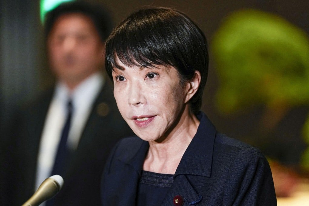 Japanese Prime Minister Sanae Takaichi speaks to the media in Tokyo on Monday. Photo: Kyodo/Reuters