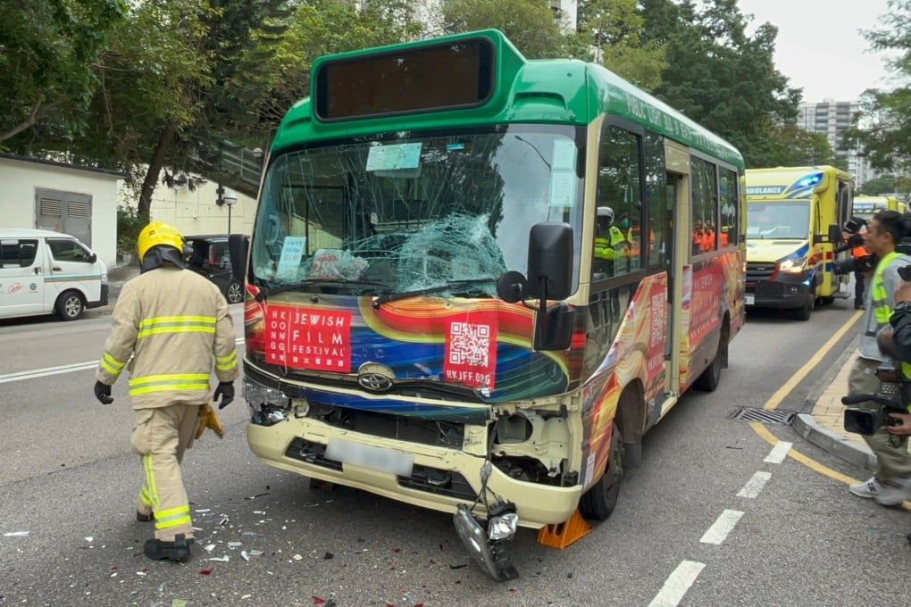 One of the two minibuses involved in Sunday’s accident. Photo: Handout