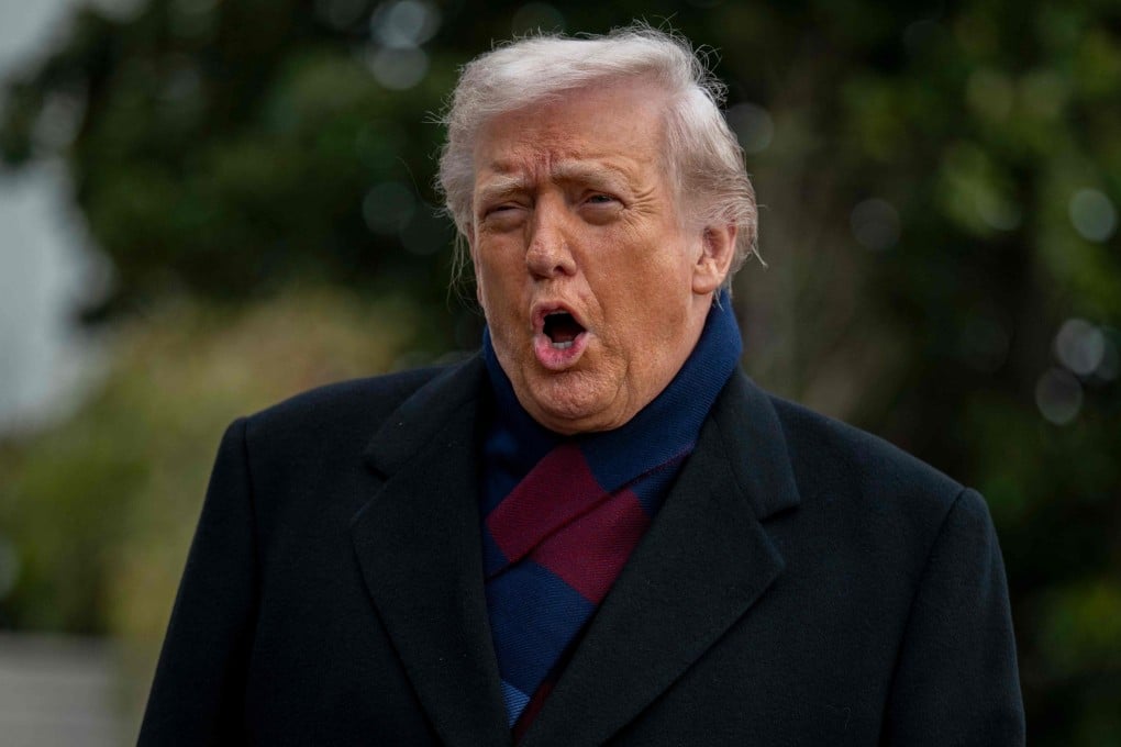 US President Donald Trump talks to the press before boarding Marine One from the South Lawn of the White House on Saturday. Photo: AFP