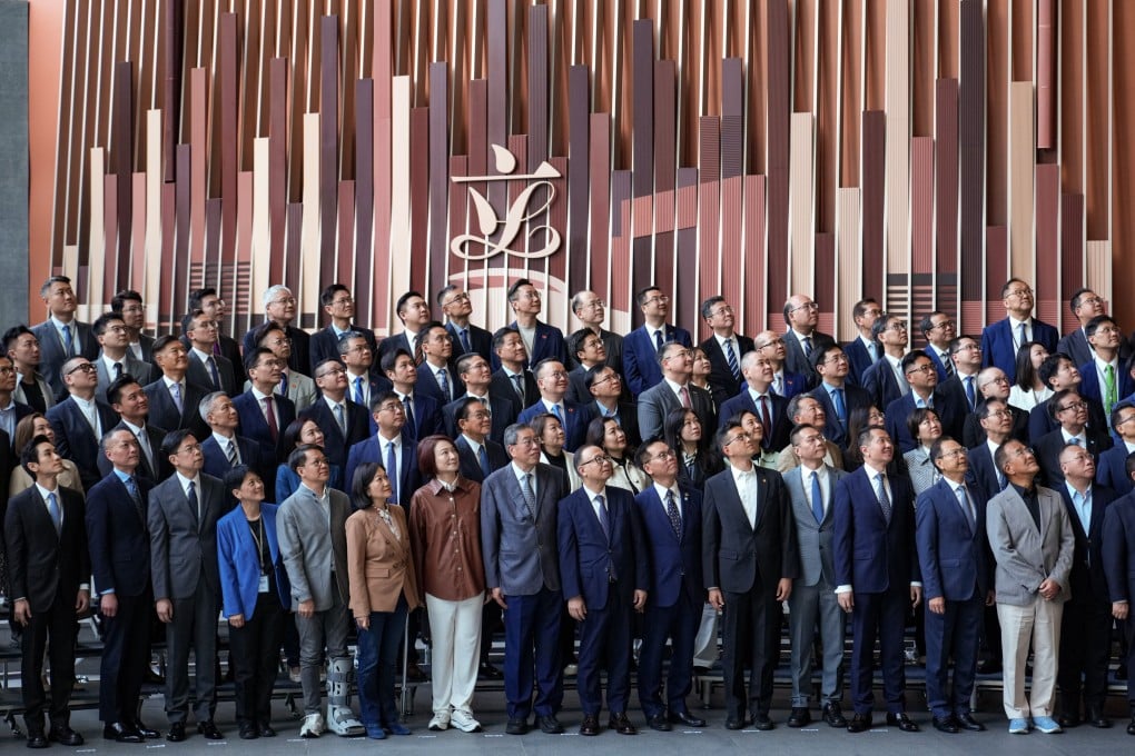 Old and newly elected lawmakers gather at the Legislative Council Complex in Tamar, Admiralty, on December 9. Photo: Sam Tsang