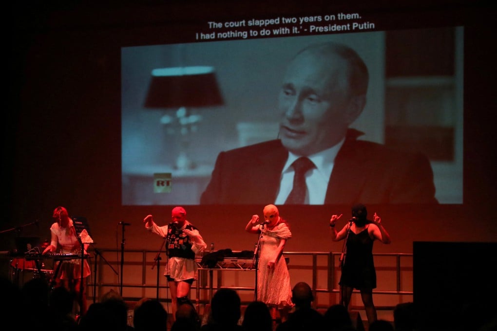 Pussy Riot members perform in Cambridge in Britain in November 2022. Photo: Reuters