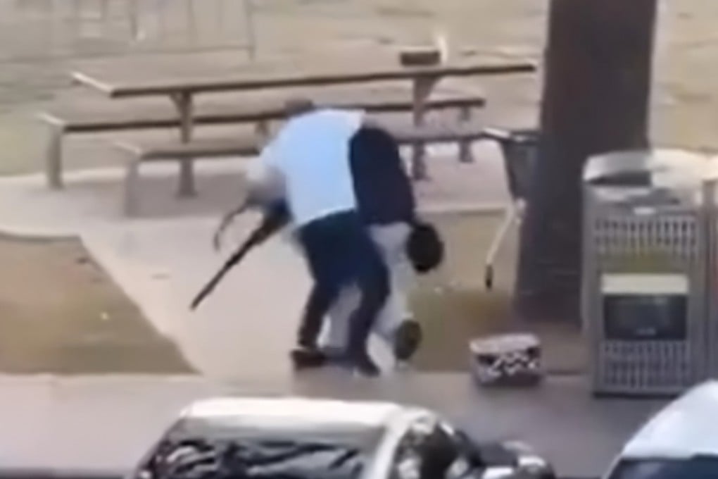 Ahmed al-Ahmed, 43, is seen tackling one of the Bondi gunmen in this screengrab from a social media video. Photo: X