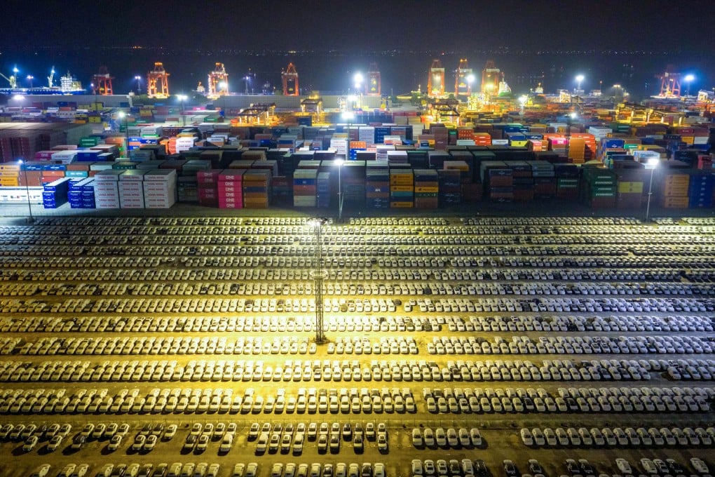 Vehicles intended for export are lined up at Longtan Container Terminal of Nanjing Port in Nanjing, east China’s Jiangsu Province, on December 7. Photo: Xinhua