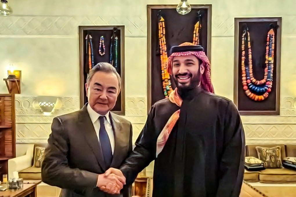 Crown Prince Mohammed bin Salman and Chinese Foreign Minister Wang Yi in Riyadh. Photo: Handout