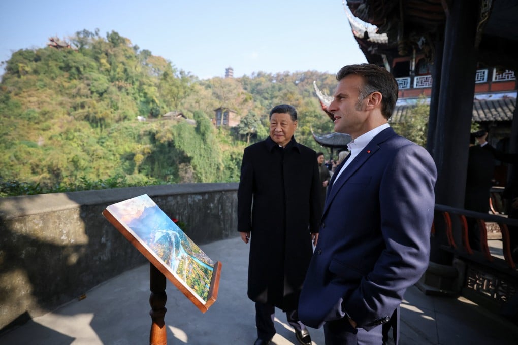 French President Emmanuel Macron and Chinese President Xi Jinping visit the Unesco-listed Dujiangyan site in Sichuan province on December 5. Given that Chinese presidents rarely take foreign leaders to the provinces, Macron’s visit to southwestern China is clearly a special gesture. Photo: Pool/Reuters