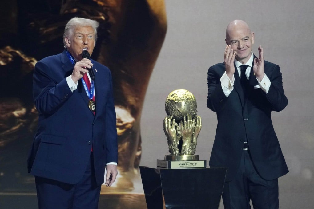 Donald Trump was honoured with a new Fifa peace prize at this month’s World Cup draw in Washington. Photo: Kyodo