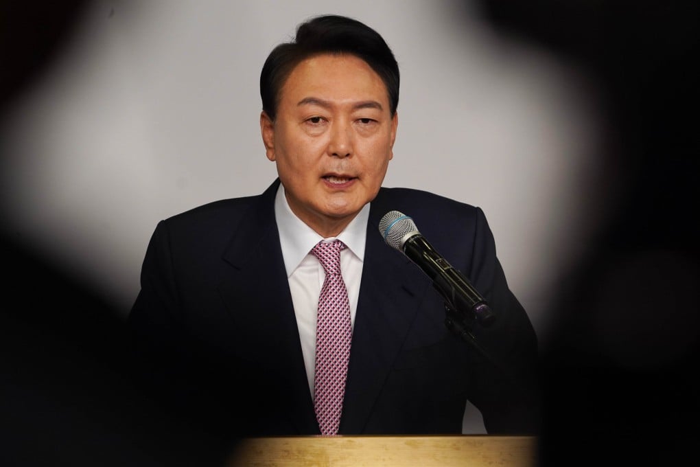 Yoon Suk-yeol speaks in Seoul on March 10, 2022, shortly after winning that month’s presidential election. Photo: Xinhua