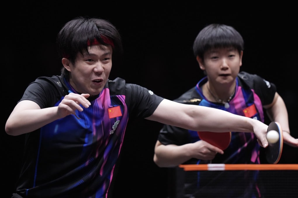 Wang Chuqin (left) and Sun Yingsha in action during the WTT Finals in Hong Kong. Photo: Xinhua
