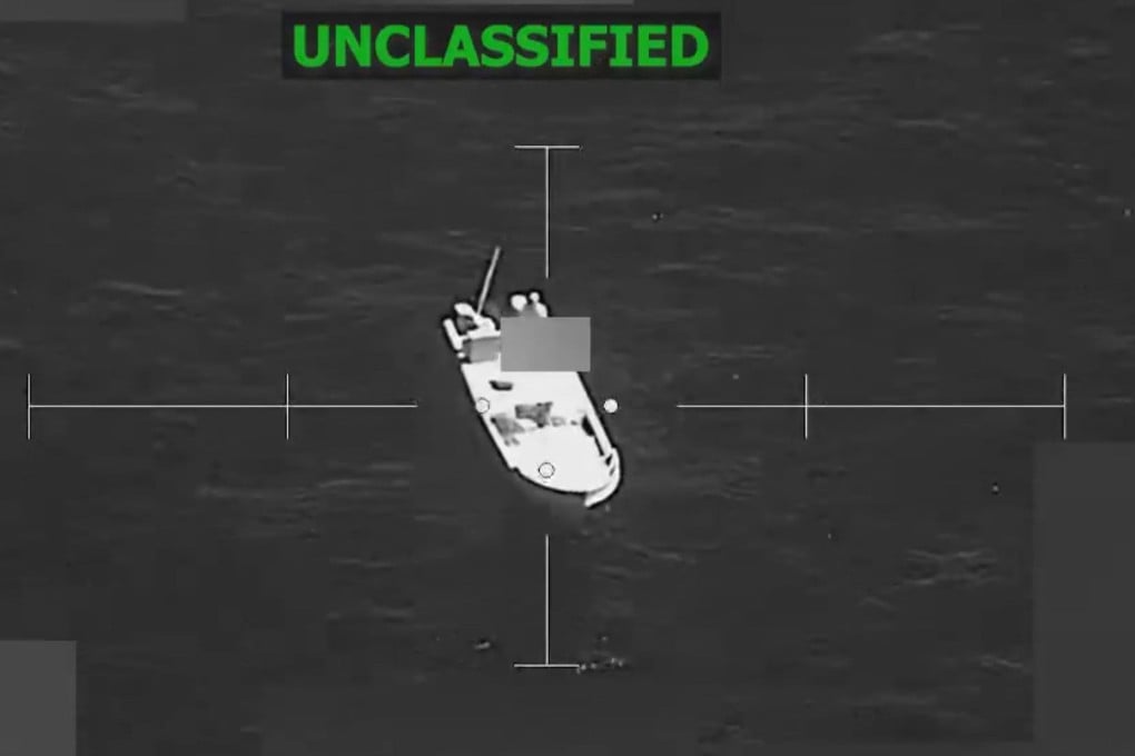 One of the three boats hit by the latest US strikes in the eastern Pacific. Photo: US Southern Command via X