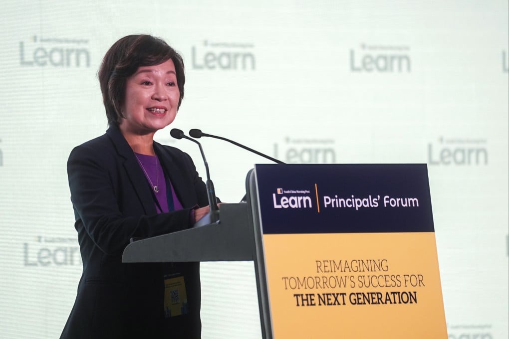 Secretary for Education Christine Choi addresses the Principals’ Forum on December 9. Photo: Elson Li