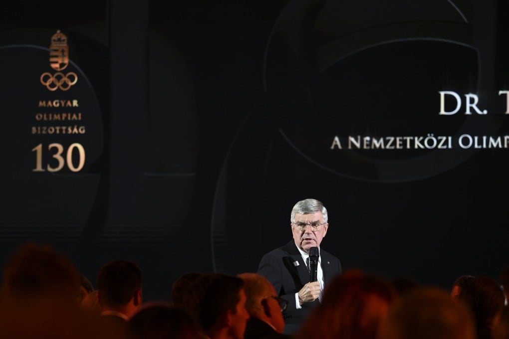 Former IOC president Thomas Bach delivers a speech during a gala evening marking the 130th anniversary of the founding of the Hungarian Olympic Committee at the Museum of Fine Arts in Budapest on Monday. Photo: EPA