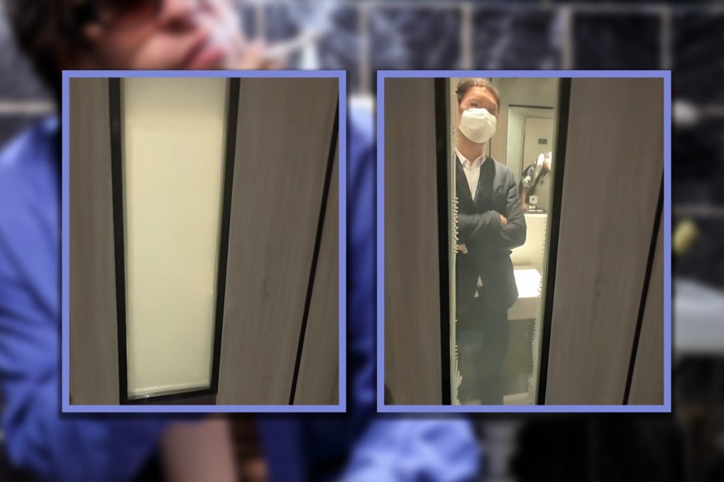 In a bid to stop people lighting up, a shopping centre in China has installed glass windows on its men’s toilet doors that turn transparent when someone smokes. Photo: SCMP composite/Shutterstock/Douyin
