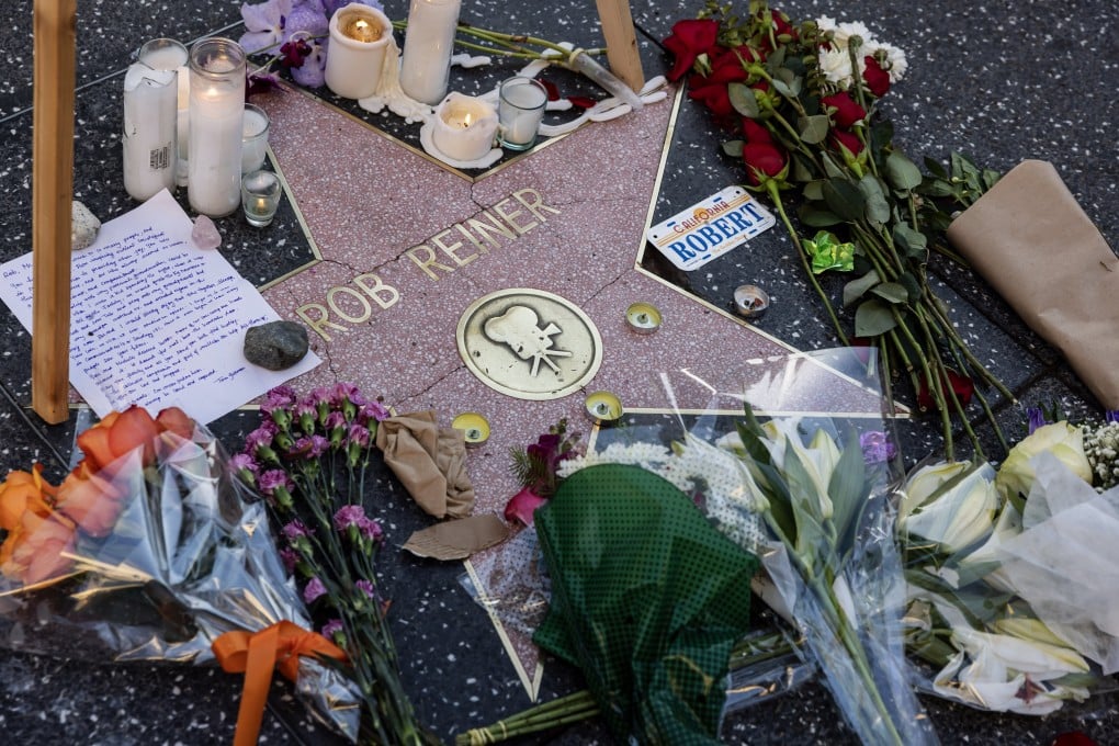 Candles, flowers and notes left by fans at Rob Reiner’s star on the Hollywood Walk of Fame in Los Angeles. Photo: EPA
