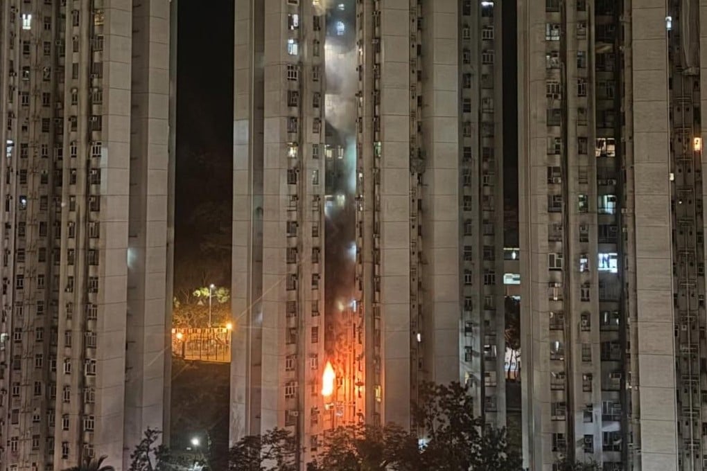 Three people were injured and more than 100 others were evacuated after a fire broke out in a Hong Kong flat. Photo: Handout