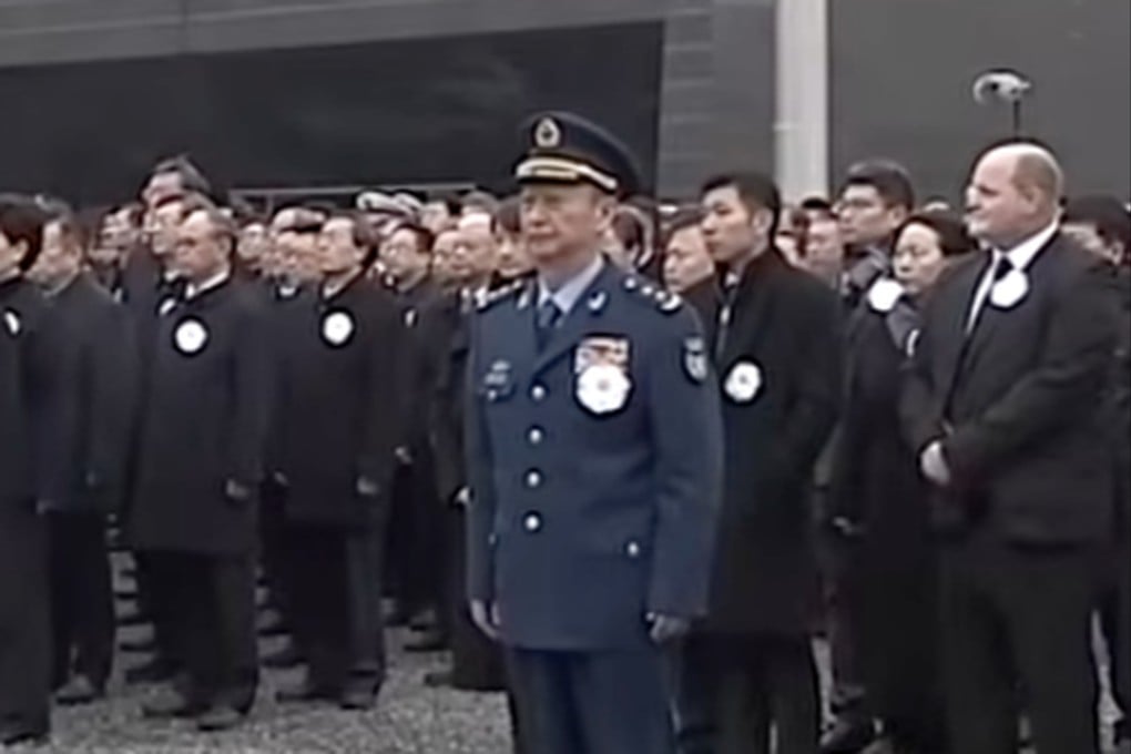 PLA Air Force Lieutenant General Yang Zhibin, pictured in uniform, is shown at the annual commemoration of the Nanking massacre on Saturday. Photo: CCTV
