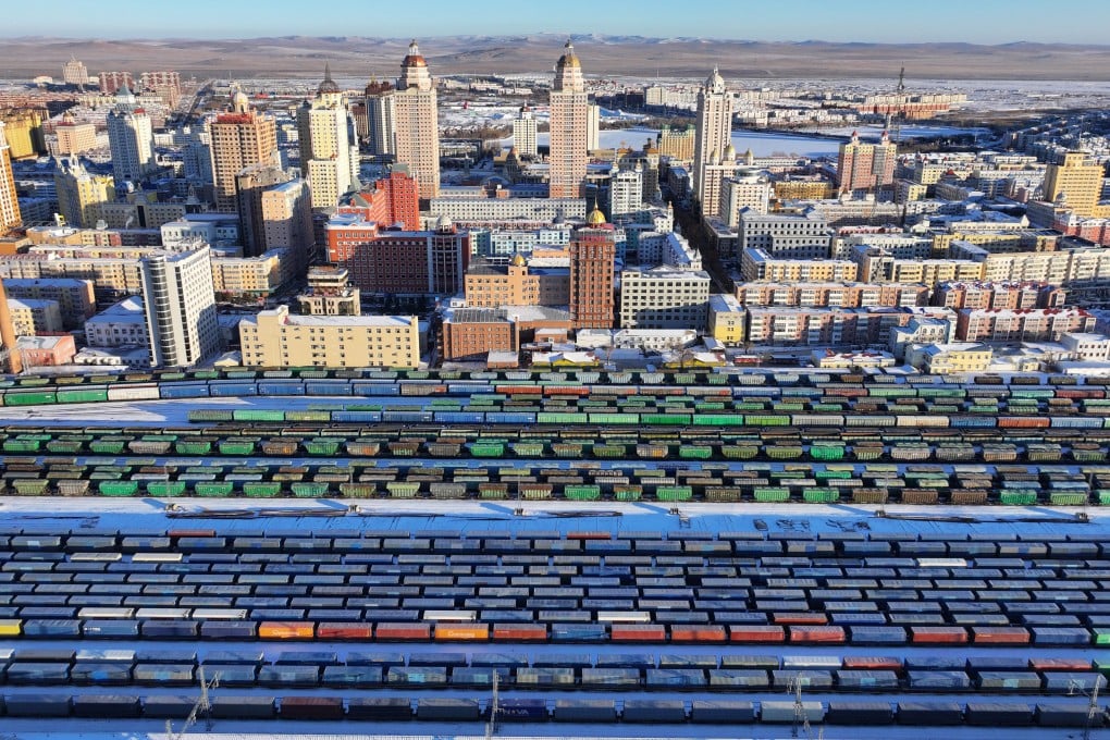 China-Europe freight trains preparing to depart from the Manzhouli railway station in Manzhouli, north China’s Inner Mongolia Autonomous Region on December 10, 2025. Photo: Xinhua