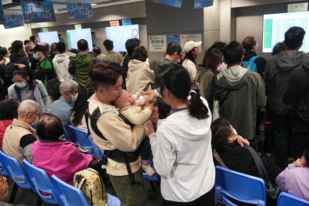 Eligible applicants begin selecting flats under the Housing Authority’s Green Form Subsidised Home Ownership Scheme at the sales office in Kwun Tong on November 26. Photo: Karma Lo