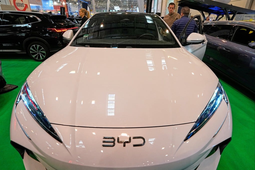 A Chinese BYD electric car on display at the Essen Motor Show in Germany on December 4. Photo: AP