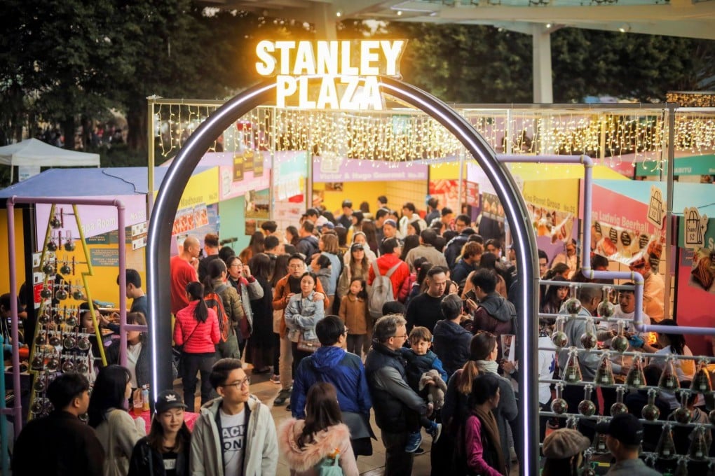 Stanley Plaza Christmas Market in 2019. The annual event celebrates its 10th edition this year with “Merry Gingermas”, featuring 100 stalls selling everything from cheese to German food. Photo: courtesy of Stanley Plaza