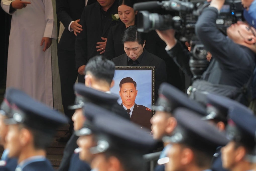 The funeral procession for fallen firefighter Ho Wai-ho on Friday. Photo: Elson Li