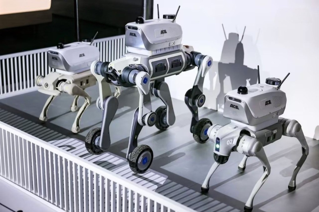The first robot dog products unveiled on Thursday by Ace Robotics, a new venture of SenseTime. Photo: Handout