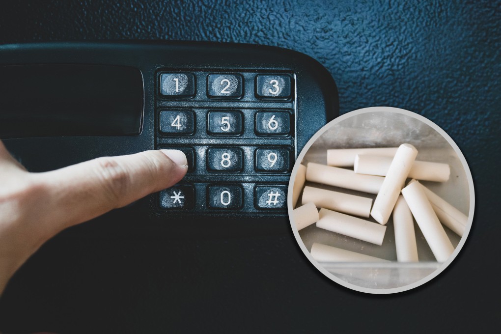 Several Chinese secondary school pupils, inspired by suspense novels, used chalk dust to crack the code of their classroom’s mobile phone safe. Photo: SCMP composite/Shutterstock
