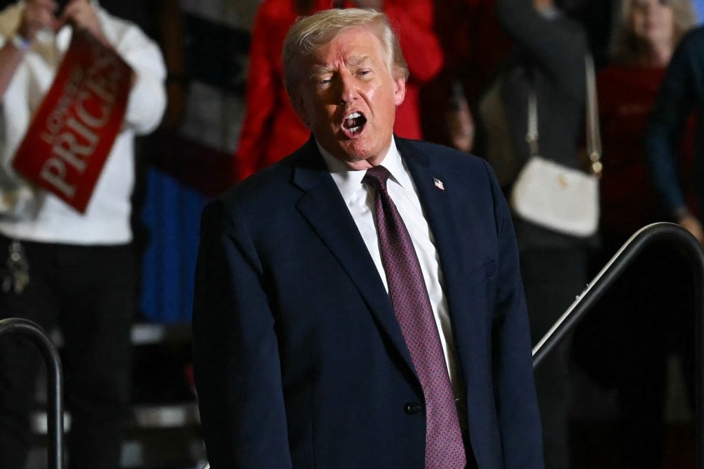 US President Donald Trump addresses the crowd at a political rally in Rocky Mount, North Carolina, on Friday. Photo: AFP