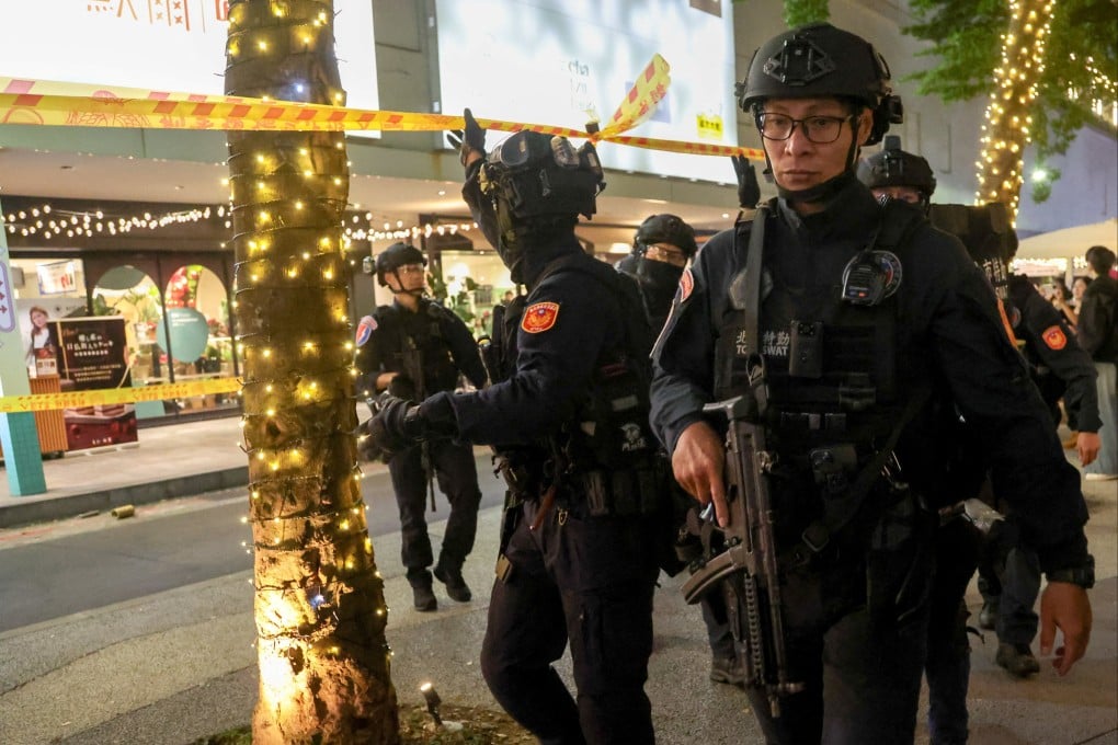 Swat team members respond at the scene of a knife attack in Taipei, Taiwan, on Friday. Photo: Reuters