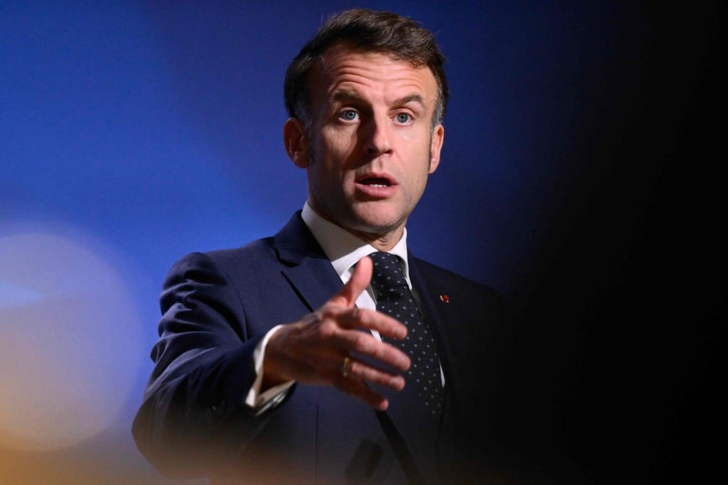 French President Emmanuel Macron speaks at a press conference on Friday. Photo: AFP