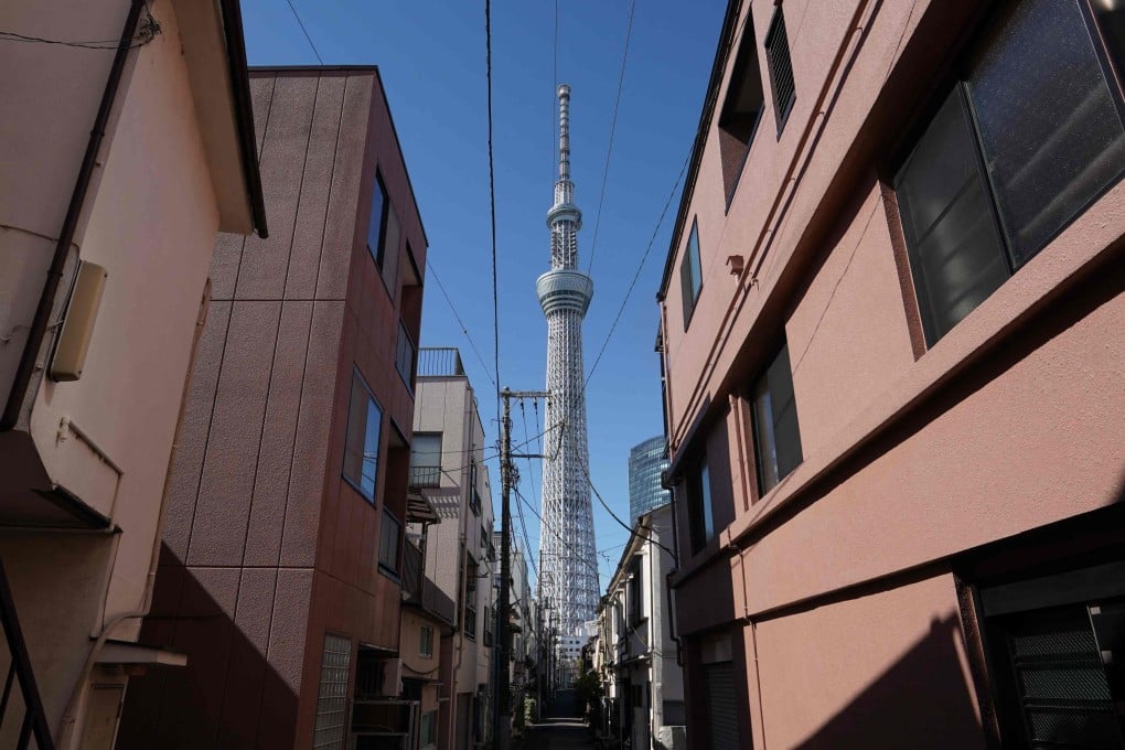 The Tokyo Skytree is seen from buildings in a residential area of the Japanese capital. Photo: AFP