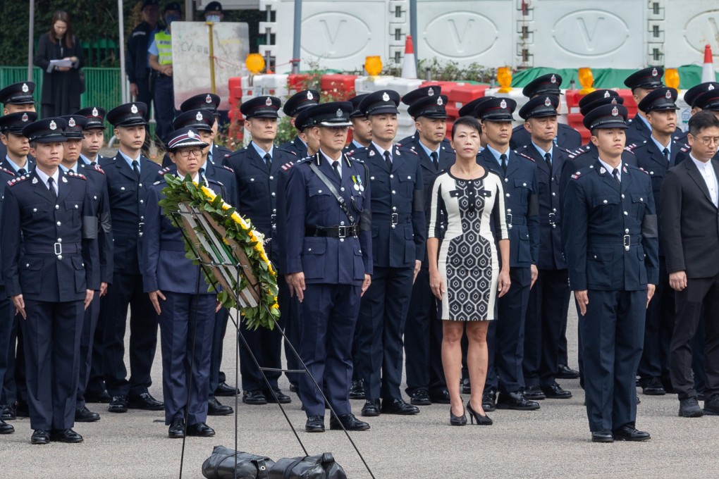 District officer Eunice Chan expressed regret over her clothing choice at the funeral service for firefighter Ho Wai-ho. Photo: Dickson Lee