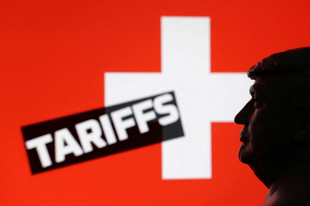A 3D-printed miniature model of U.S. President Donald Trump, the Switzerland flag and the word ‘Tariffs’ in this illustration from July 23. Photo: Reuters