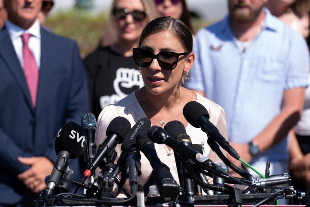 Epstein accuser Marina Lacerda speaks during a news conference at the US Capitol in September. Photo: AP