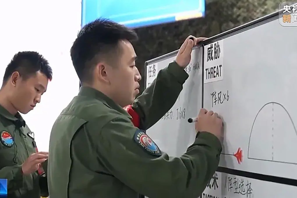 The war game simulated an encounter between Chinese and French multi-role fighters. Photo: CCTV
