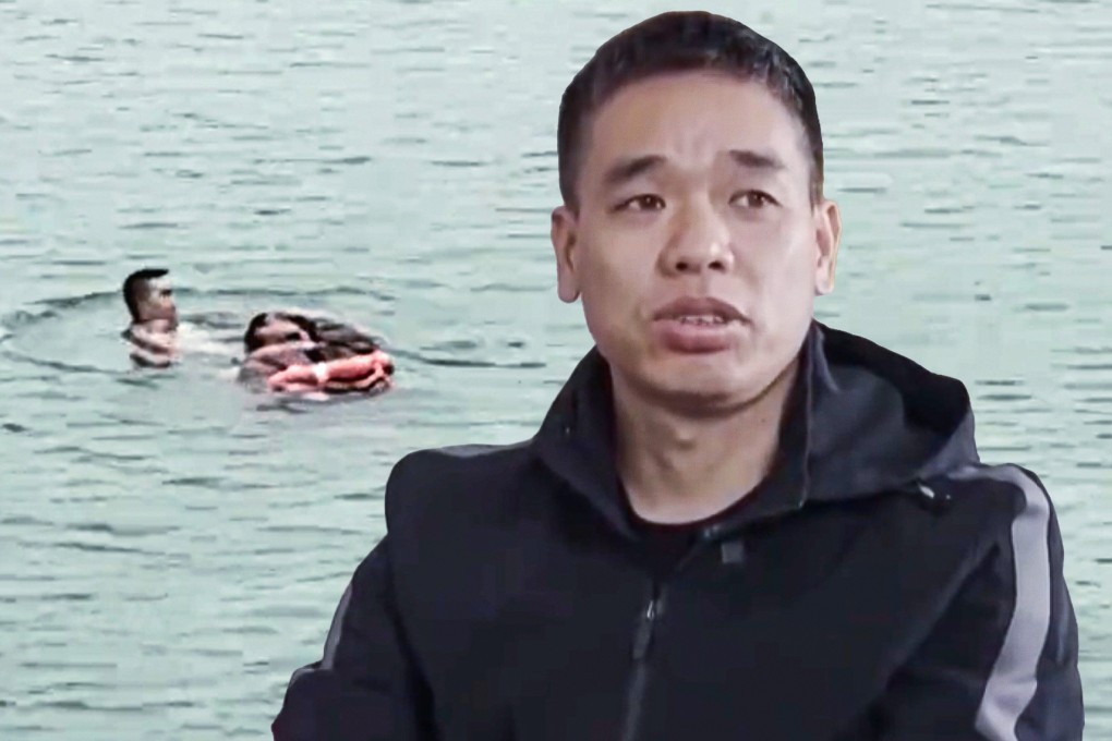 A retired soldier in China  has saved an elderly woman from the same river where he was rescued by a passer-by 35 years ago. Photo: Douyin/Weibo