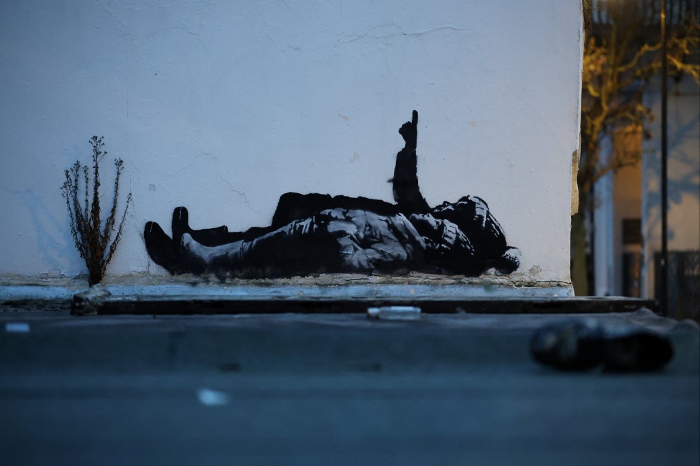 A new mural by anonymous artist Banksy, in Bayswater, London on Monday. Photo: Reuters