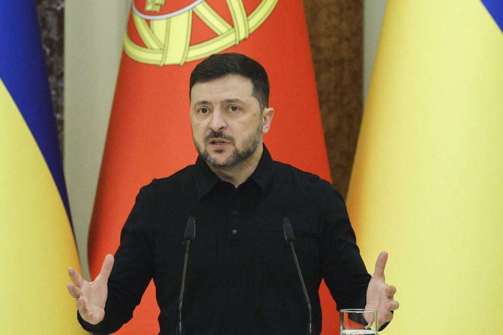 Ukrainian President Volodymyr Zelensky speaks during a press conference in Kyiv, Ukraine last week. Photo: EPA