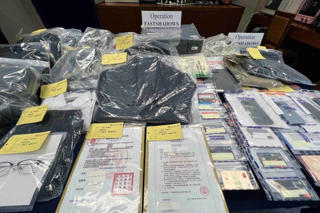 Some of the evidence seized as Hong Kong police arrested 20 people over a series of fraud cases in which victims were scammed out of more than HK$2 million. Photo: Handout