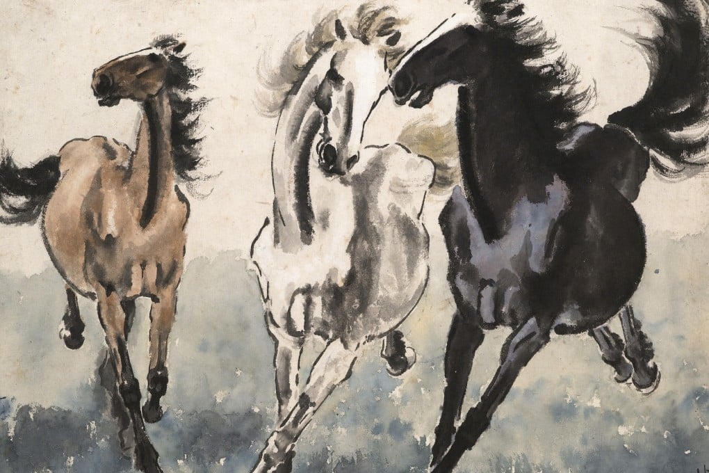 The Three Stallions, by Xu Beihong. The piece is just one example of the many horse paintings that Xu was known for.