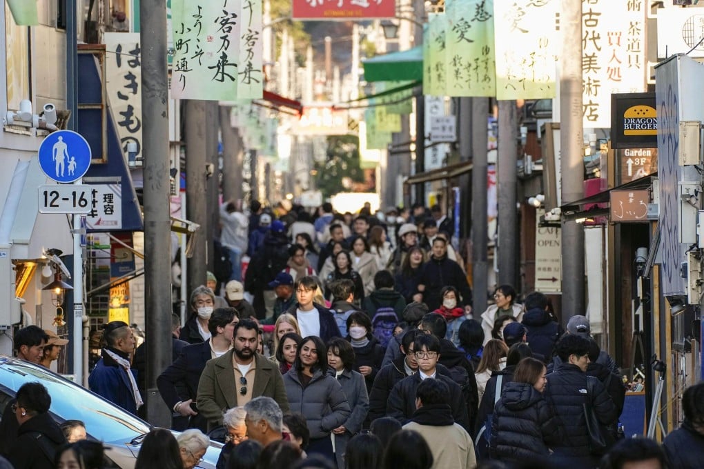A street in Kamakura, in Japan’s Kanagawa prefecture, packed with tourists on December 17. Photo: Kyodo