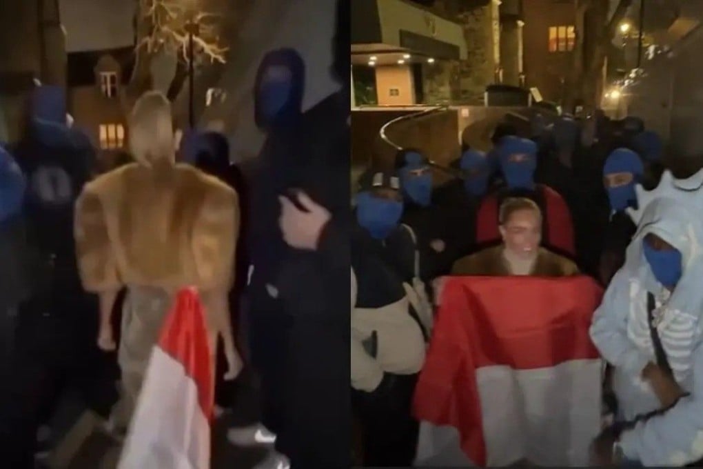 Bonnie Blue pins the Indonesian flag to the back of her dress, causing it to drag on the ground. Photo: Instagram