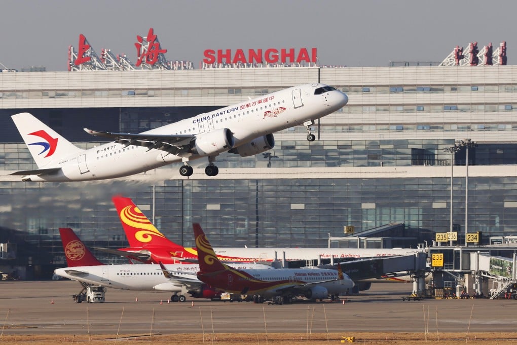 A C919 jet operated by China Eastern Airlines takes off from Shanghai Hongqiao International Airport on January 1. Photo: Xinhua