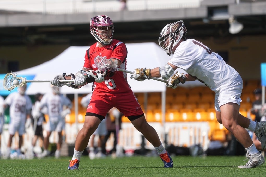 Poon Tsz-yeung (left) in action for Hong Kong’s men against Fogo Grizzlies on Saturday. Photo: Elson Li
