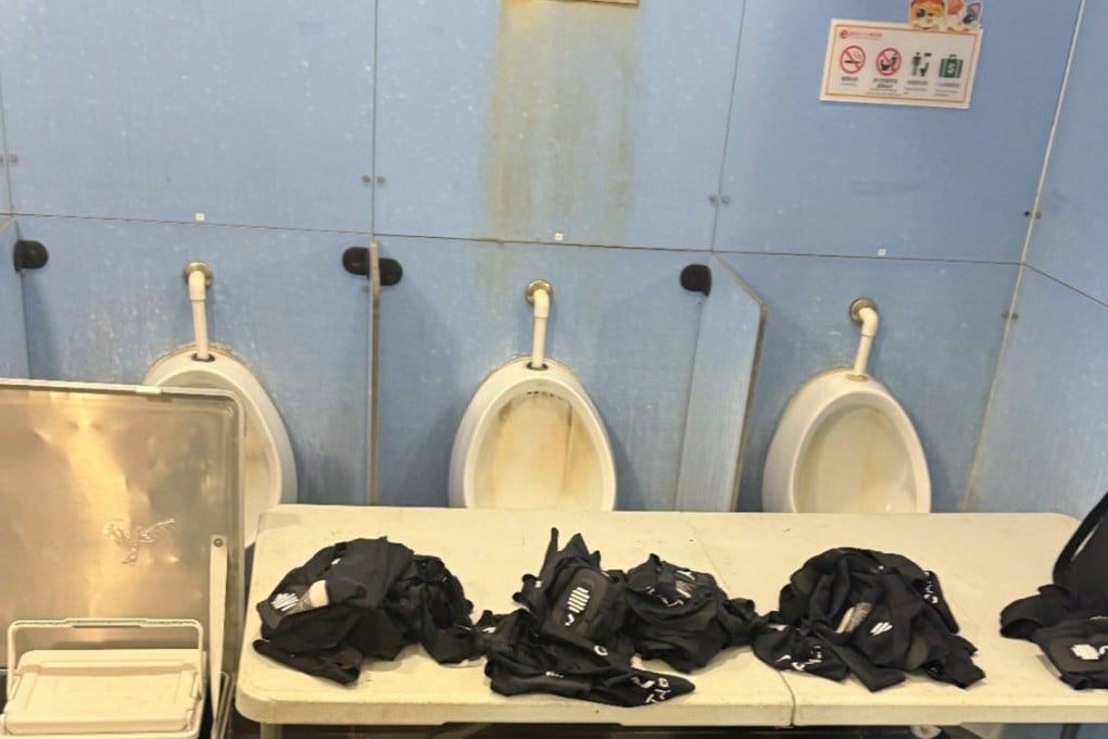 A picture of the men’s toilet the Hong Kong’s women’s team were told to dress in ahead of their Guangdong-Hong Kong Cup first leg match against Guangdong at Kowloon Bay Park. Photo: X/ricardorambo7