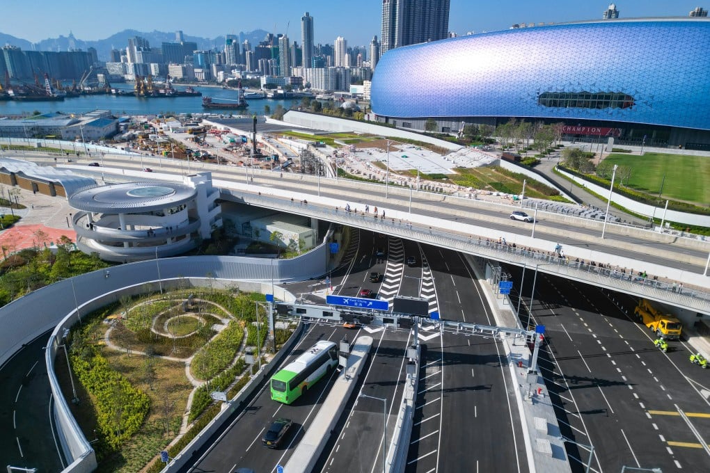 An aerial view of the Yau Ma Tei section of the Central Kowloon Bypass on December 21. Photo: Eugene Lee