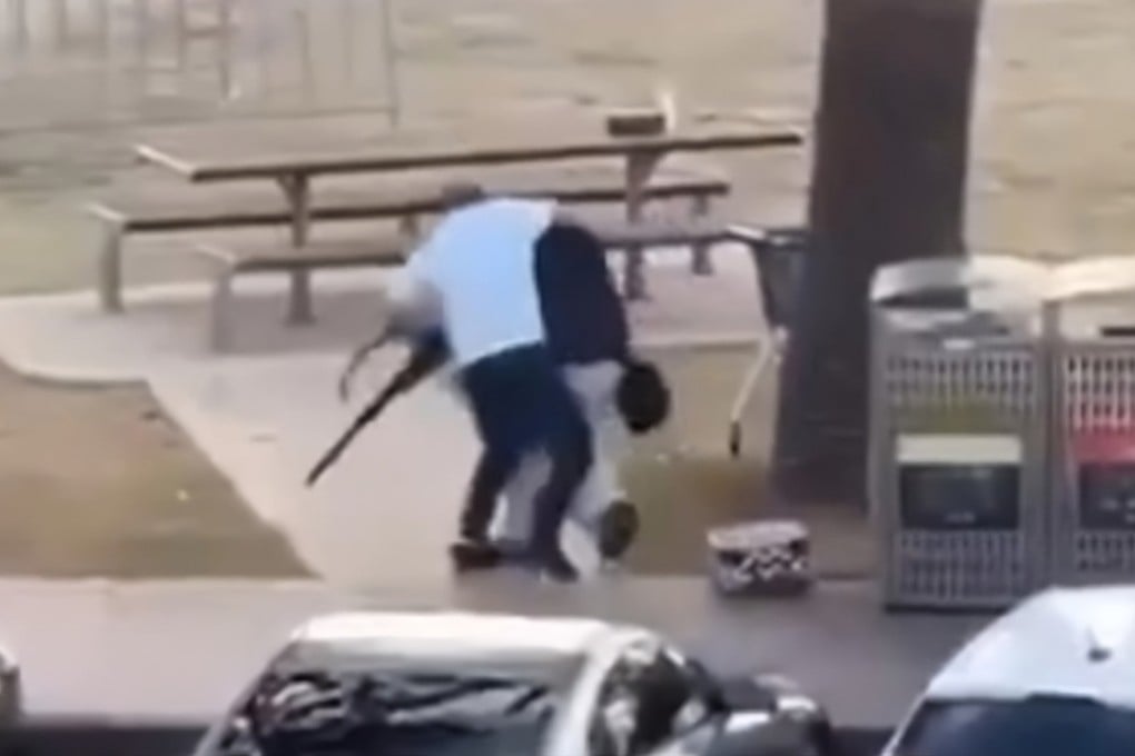 Ahmed al-Ahmed, 43, is seen tackling one of the Bondi gunmen in this screengrab from a social media video. Photo: X