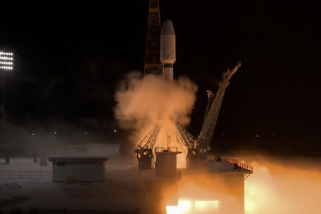 A rocket blasts off from the Vostochny Cosmodrome in eastern Russia on Sunday. Photo: Roscosmos via AFP