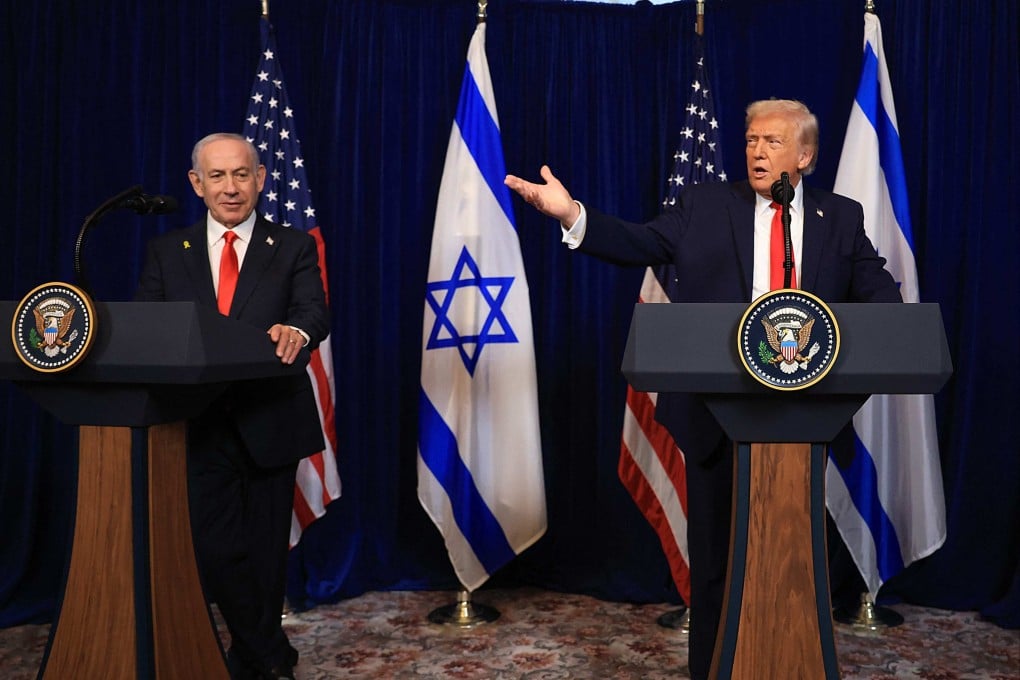 US President Donald Trump spoke about China’s military drills around Taiwan during a press conference with Israeli Prime Minister Benjamin Netanyahu at his Mar-a-Lago estate in Florida on Monday. Photo: Getty Images via AFP