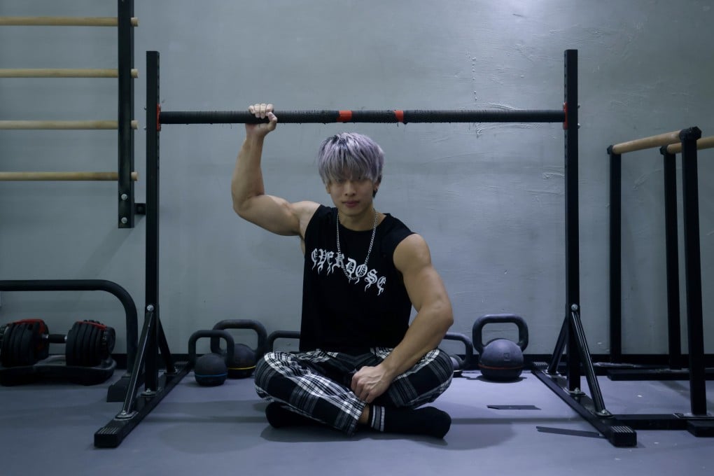 Callisthenics athlete Yau Ka-wing in his studio in Hong Kong’s Yau Ma Tei neighbourhood. Yau, who has competed at events around the world, says the sport “trains not just your physique or physical capabilities, but also your mind”. Photo: Jonathan Wong