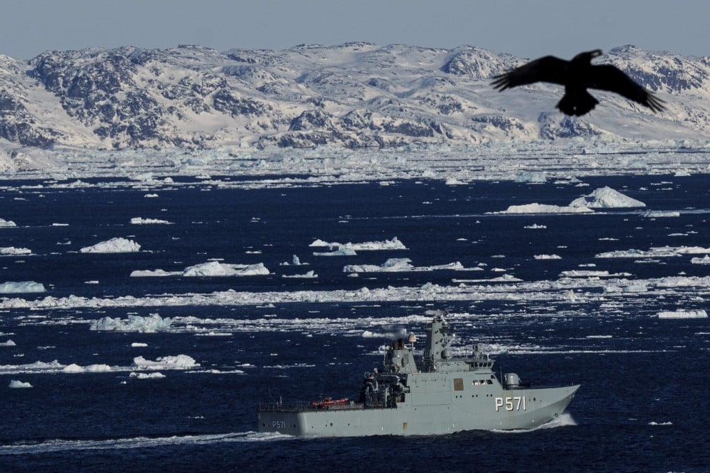 A Danish naval vessel patrolling near Nuuk, Greenland. Photo: AP